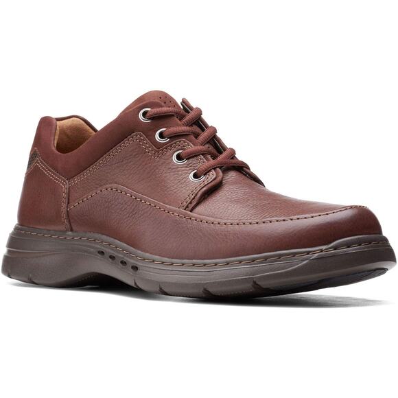 NWT Clarks Men's Un Brawley Lace Oxford Mahogany Leather 9.5 XW